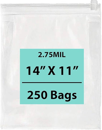 14X11 inches Resealable Poly Bags With Slide Seal 2.75 Mil (LDPE)